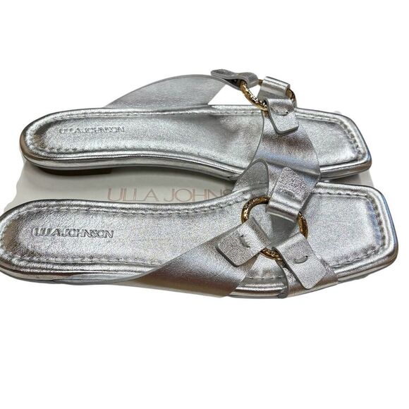 ULLA JOHNSON Anya Slide Shoes in Silver NWB Size 41 - Picture 6 of 9
